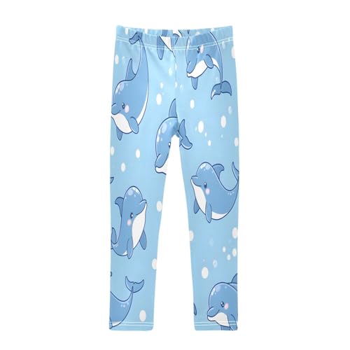 Toddler Girls Leggings Printed Yoga Pants Leggings Cute Blue Dolphin for Kids