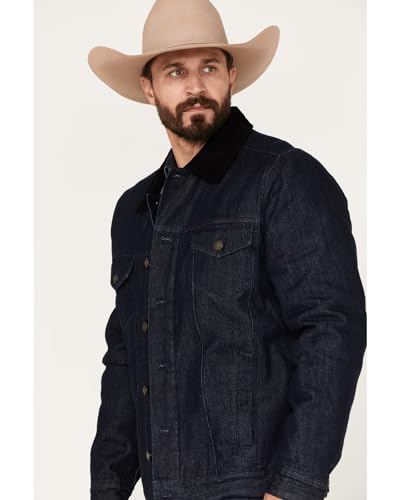 Cody James Men's Grand Teton Dark Wash Sherpa Cord Collar Denim Jacket - Cjfa22o15-Dkw2