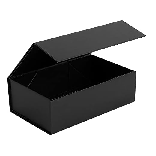 PACKHUB Black Gift Box with Lids, 9.8 x 5.9 x 3.1 In Magnetic Closure Collapsible Gift Boxes for Christmas,Mothers Day,Fathers Day,Graduations,Weddings,Birthdays Gifts