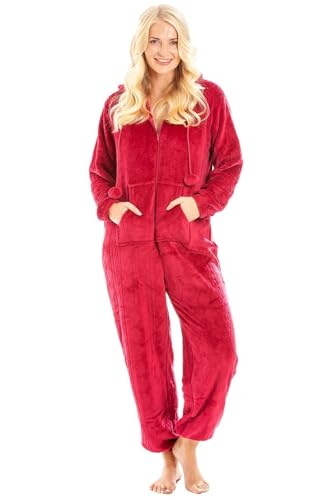 Camille Grenouillère à Capuche Zippée Super Douce pour Femme - Polaire De Luxe épaisse sur Toute La Longueur Tout en Un - Manches Longues avec Poignets élastiques pour Un Confort Et Une Chaleur U