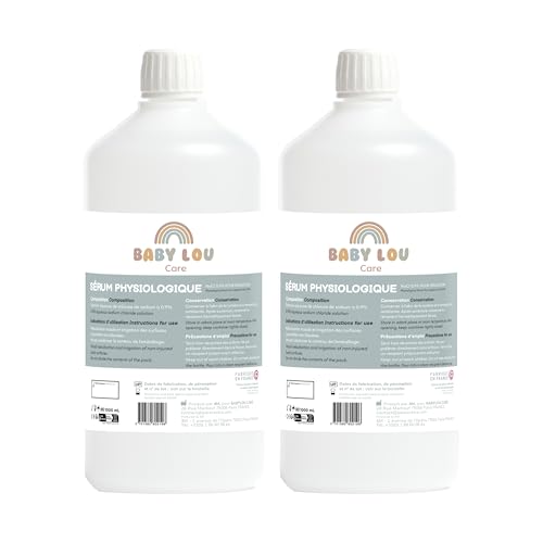 BABYLOU CARE | Physiologisches Serum Flasche | NaCl 0,9 % | Waschen der Nasenhöhlen & Augenhygiene | Augen- & Nasenhygiene | für externe Irritation | 2 x 1 Liter