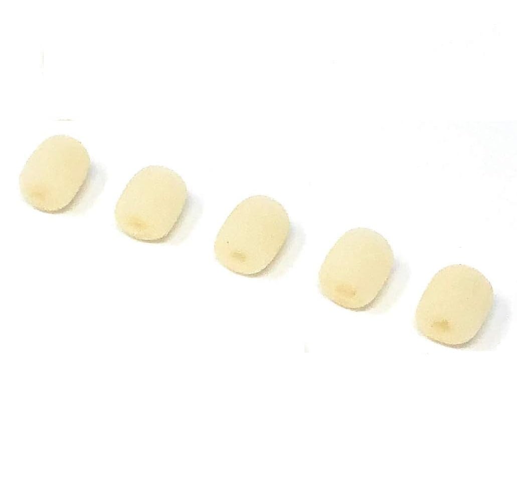 Generic Replacement Mini Headset Microphone Windscreen Windshield Cover Foam for Shure MX153 Earset Headworn Microphone, Beige Color, 5 Pack