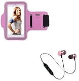Sport-Set für Xiaomi Mi 9T Pro Smartphone Kopfhörer Bluetooth Metall + Armband Laufen T7 (Rosa)
