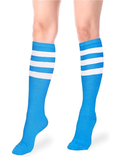 Image of Athletic Knee High Socks Stripe Running Baseball Thigh High Stockings Outdoor Sport Tube Socks
