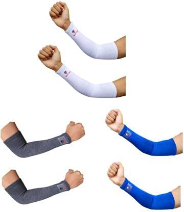 Glitter Non Slip Moisture Wicking Arm Sleeve for Riding/Cricket/Sun Protector/Running Elbow & Ankle Support in Multicolor Combo Of 3Pcs