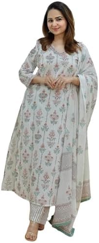 Pantalon Kurti en coton floral qui libère le mouvement avec son grand Dupatta souple