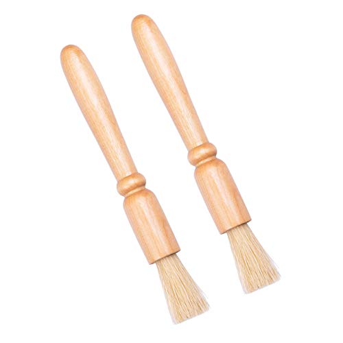 2 Stück Reinigungspinsel für Espressomaschinen Holz Griff und natürliche Borsten Holz Staub Zubehör für Bohnen Getreide Kaffee Werkzeug