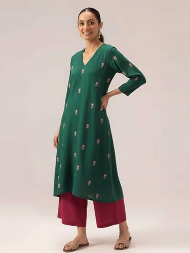Image of ANNI DESIGNER Viscose Blend Kurta for Women | Kurti Set Woman | Kurta with Palazzo | A Line Printed Co Ord Outfit | Cord Ethnic Suit | Indian Office Party Traditional Clothing Fashion Premium Look