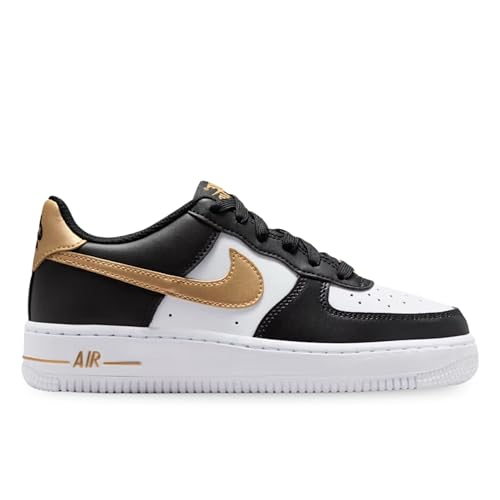 Image of Nike Air Force 1 Big Kids' Shoes (Black /Black /White /Metallic Gold)
