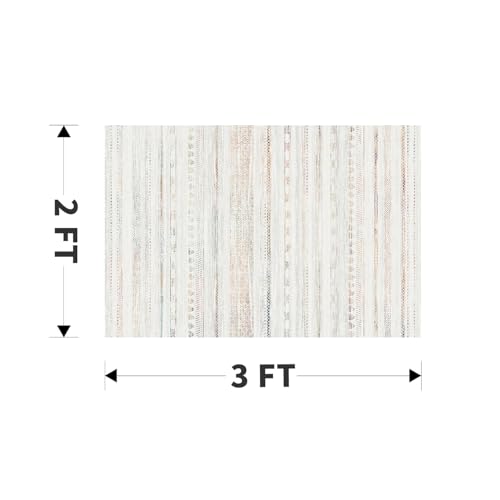 Small Area Rug-2x3 Entryway Rug Non Slip Washable Low Pile Indoor Door Mat Neutral Distressed Boho Moroccan Entrance Rugs Carpet for Bedroom Kitchen Powder Room Front Porch Bathroom, Multi-Color
