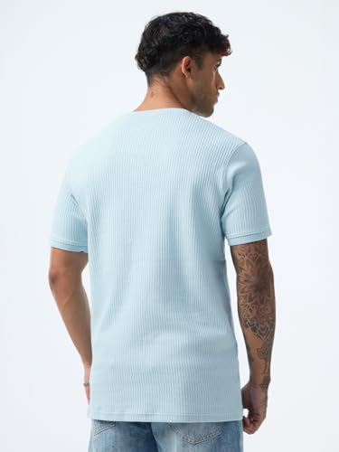 Image of The Souled Store Korean T-Shirts: Men and Boys Short Sleeves Round Neck Solid Regular Fit Easy to Style Everyday Wear Trendy Lightweight T-Shirt