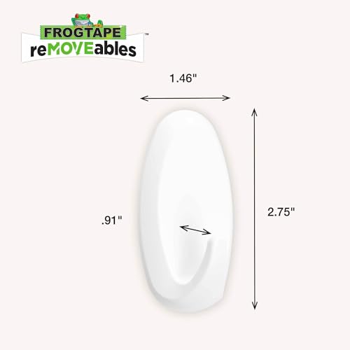 Image of FrogTape reMOVEables Heavy Duty Wall Hooks, Damage Free, White, 8 Pack