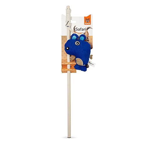 Image of BarkButler x Fofos Cat Teaser Toy Beaver Interactive, Blue|Bell & US Imported Catnip Inside|Durable Wooden Stick+Robust Rope|for All Cat Breeds
