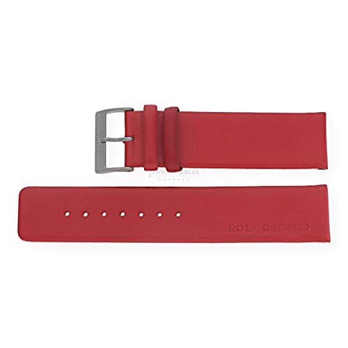 Rolf Cremer Uhrenarmband Rot, 22 Millimeter, Dornschließe, Titan, Leder, Klassisch, Unisex