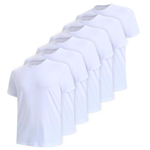BAMBOO COOL Men's Undershirts Moisture-Wicking Crewneck T Shirts, Breathable Stretch Soft Tees for Men, 3 or 6 Pack - Main Image