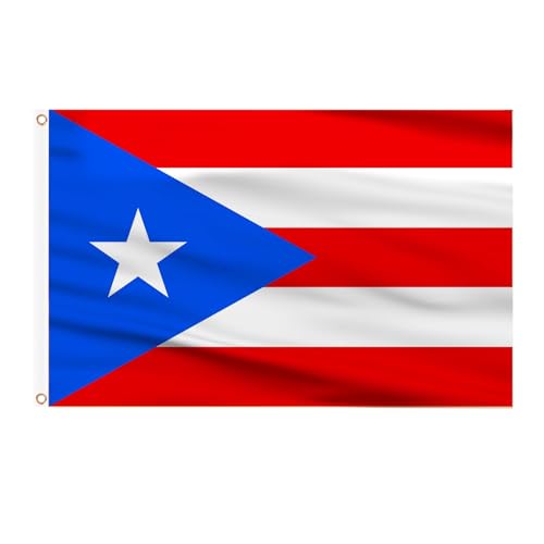 AhfuLife Puerto Rico Flag 3x5 Ft, Large Puerto Rican Flags for Outside - Double Side with Brass Eyelets for Puerto Rican Party Decorations, Soccer Party Bar Garden Decoration Indoor Outdoor