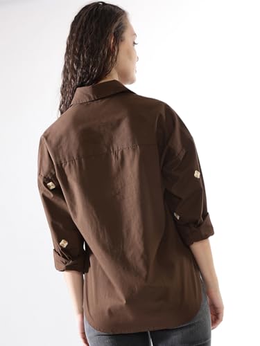 Image of High Star Women Embroidered Oversized Spread Collar Long Sleeves Cotton Shirts