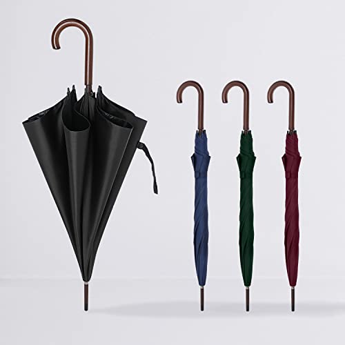 Abccanopy Auto Open Wooden Handle J Stick Umbrella,Windproof Large Umbrella For Rain 48 Inch Automatic Umbrella,Umbrall For Man Or Family Vented Windproof Waterproof Umbrella Upf 50+ Blocking Uv 99.98% #TOP4