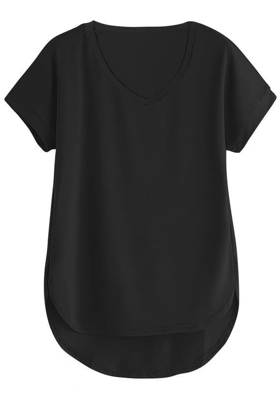 xolani Womens V-Neck Up Down Hem Cotton Tshirt for Women VX61 VK-picture-15