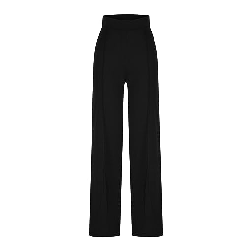 Womens Summer 2024 Palazzo Pants Fashion Casual High Waist Pants Beach Dressy Straight Leg Soft Trouser Ladies3