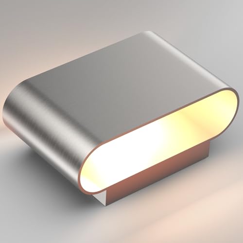 Image of Aipsun Nickel LED Wall Sconces 1 Pack Indoor Modern Wall Lights Hardwired Up and Down Interior Wall Mount Light for Living Room Bedroom Hallway Warm White 3000K(with G9 Bulbs)