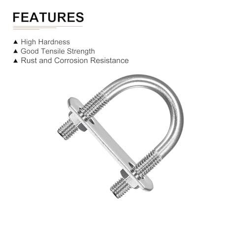 Image of DTGN M6x25x45mm(ThreadxWxL) Round U Bolt - 3Pack - Good for Trailer Pipe Replacement Parts - 304 Stainless Steel U Shape Bolts