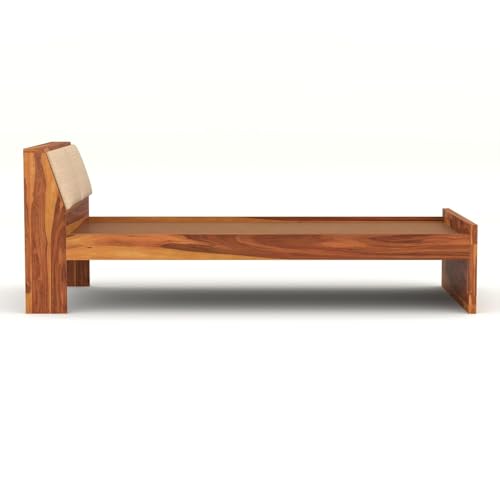 Image of Solid Sheesham Wood Single Size Bed Without Storage for Bedroom Living Room Single Cot for Home Wooden Palang for Hotel (Honey, Size 6 * 3)