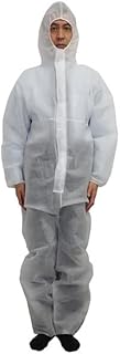 防護服 作業着 つなぎ服 不織布つなぎ服 フード付タイプ ホワイト 1袋 ジャンプスーツ