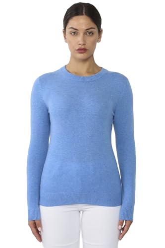 Image of JENNIE LIU Women's 100% Pure Cashmere Crew Neck Sweater, Tight Knit Cozy Soft Hand Washable Long Sleeve Pullover