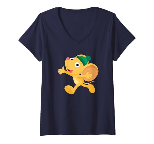T-shirt col V Sesame Street Furry Friend Little Mouse pour look décontracté
