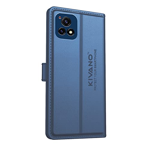 Image of KIVANO Professional Series Wallet Case for Vivo Y72 5G | Luxurious Design | Handcrafted Unique | Premium | PU Leather Flip Cover | Card Slots | Kickstand | Magnetic Closure - Dark Blue