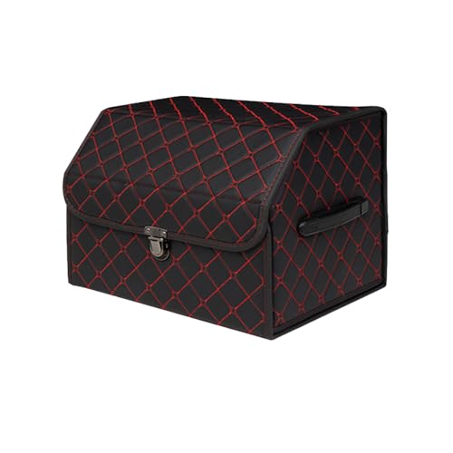 LEPIZ Cuero Organizadores de baúles Bolsas para Maletero del Coche Plegable Almacenamiento y organización para BMW 3 Series E36 E46 E90 F30 G20 E92 GT,B/Black and Red-S