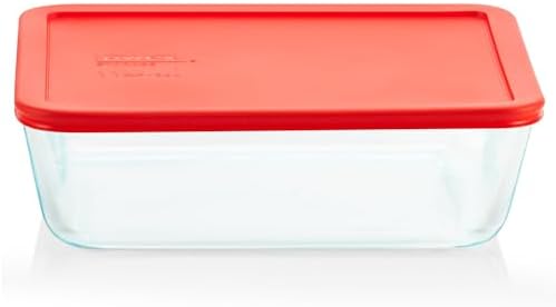 Pyrex Simply Store Glass Food Storage Container, Snug Fit Non-Toxic Plastic BPA-Free Lids, Freezer Dishwasher Microwave Safe, 11 Cup