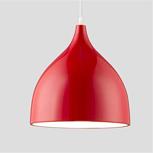 E27 Métal Moderne Suspension Plafonnier Luminaire Ombre Edison Culot de Ampoule LED Simple (Rouge)