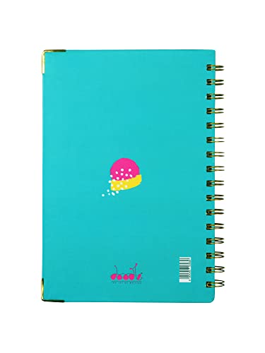 Doodle Undated Daily Planner I Weekly Planner I A5 I Hard Cover I Wiro I192 Ruled Pages I 80 GSM I Lay Flat Design I Metal Corners I Plan your day, To do List- Happy Day - Blue (Image - 5)