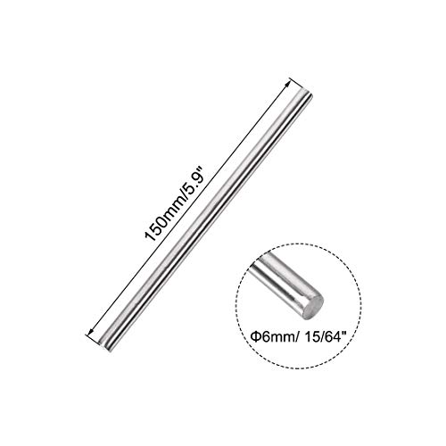 Image of uxcell 6mm x 150mm 304 Stainless Steel Solid Round Rod for DIY Craft - 2pcs