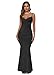 Aigeman Women Spaghetti Straps Mermaid Evening Gown Wedding Guest Dress Drape Neck Lace Backless Formal Maxi Dress 21(X-Small,Black)