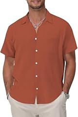 Red Cotton Button Down Shirt Men
