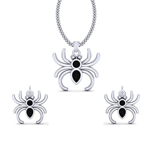 Juego de pendientes de araña de plata con diamantes negros para noches de gala