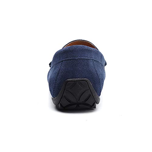 Men's Penny Loafer Suede Slip on Shoes Moc Toe Anti Slip Driving Shoes(Mazarine,10)4