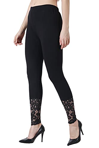 Image of Women's Soft & Stretchable Cotton Leggings Lace Ankle Length Color