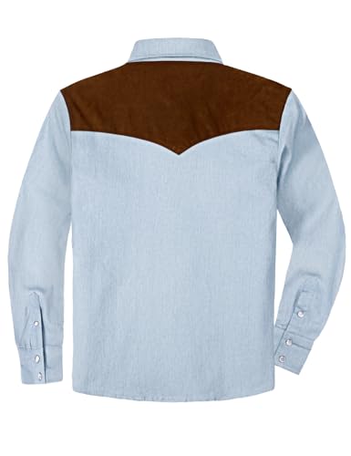 COSLAND Boy's Toddler Pearl Snap Western Button Down Denim Shirt, 4-14 Years2