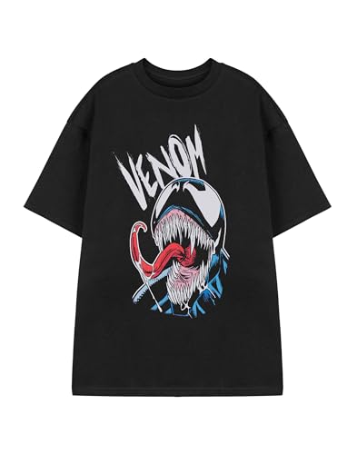 Marvel Venom - Camiseta negra para hombre | Camiseta gráfica de manga corta con personaje Venom | Producto oficial | Fans del diseño clásico de cómics, Lengua de veneno, XL