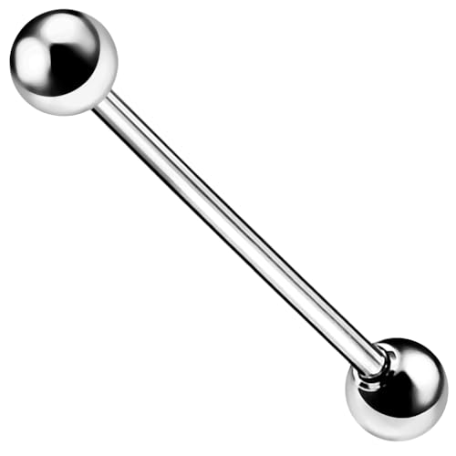 G23 Grado Solido Titanio 14 gauge (1,6 mm) Bilanciere dritto con sfera 6 mm Piercing Industriale 28.0 Millimetri