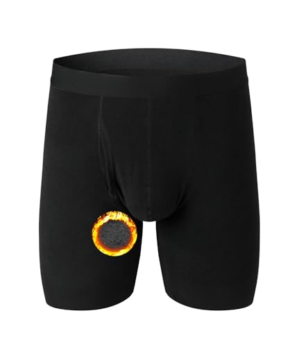 BeulviK Mens Long Leg Boxer Briefs Winter Warm Fleece Lined