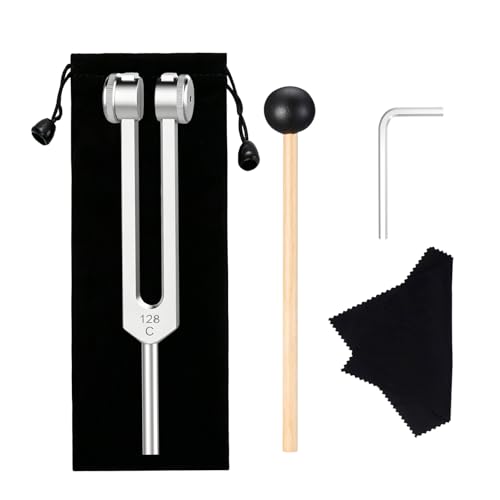 128 Hz Weighted Tuning Fork Medical-Grade Tuning Forks for Healing-Professional Tuning Fork C128 with Mallet Essential Yoga and Meditation Accessories & Sound Healing Instruments