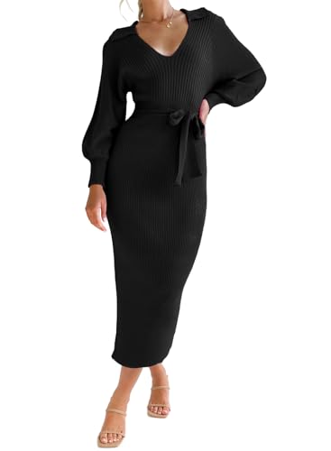 ARTFREE Women's Ribbed Sweater Wrap Dress Elegant...