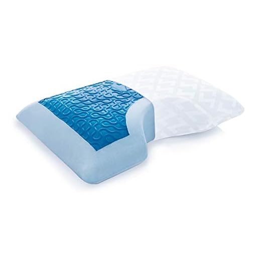MALOUF Z Side Sleeper Shoulder Cutout Dough Memory Foam Pillow with Liquid Gel Layer-Queen, Blue