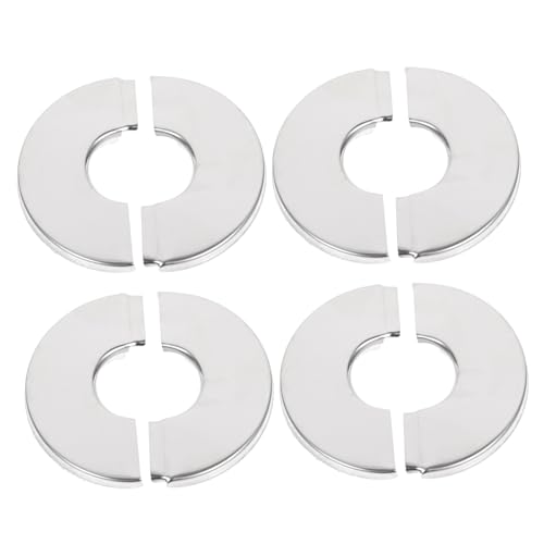 HORIALENCE 4 Stück Teiliges Edelstahl Rohrabdeckplatten Selbstklebend Rostfrei Wasserbeständig Dekorative Wandabdeckung für Heizungs Wasserrohre Einfache Montage ohne Demontage