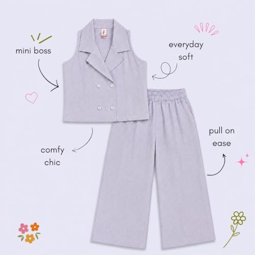 Image of The Magic Wand Woven Digital Printed Co-ord Set For Kids Girls, Sleeveless Top With Palazzo Pant Two-Piece Western Stylish Clothing Set For Festivals